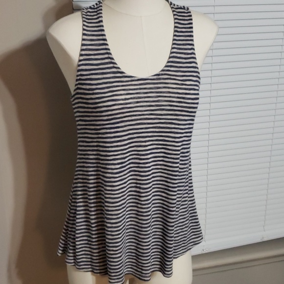 W5 Navy & Gray Striped Razor Back Size Small - Picture 1 of 3